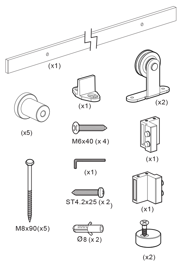 AC8000-A barn door hardware